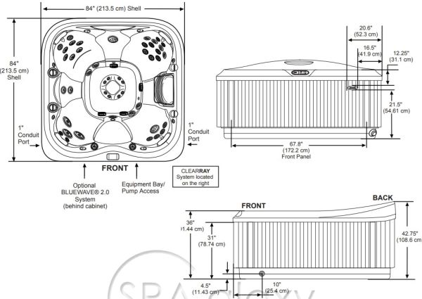 SPA бассейн JACUZZI J-445 (Италия), 213 x 213 x 95/110 cm